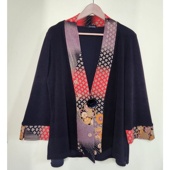 Moonlight Y&S Fashion Design Kimono Style Cardigan Womens One Size Black Floral - Picture 2 of 7